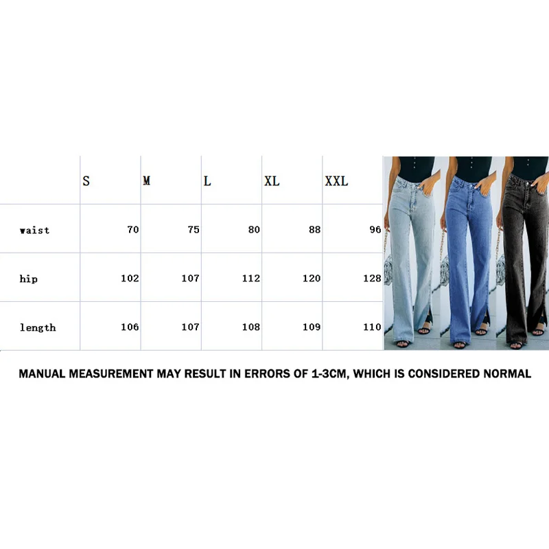 2024 Spot Denim Pants Washed Solid Color Fashion Trouser Hem Split Floor Sweeping Pants Women's Jeans