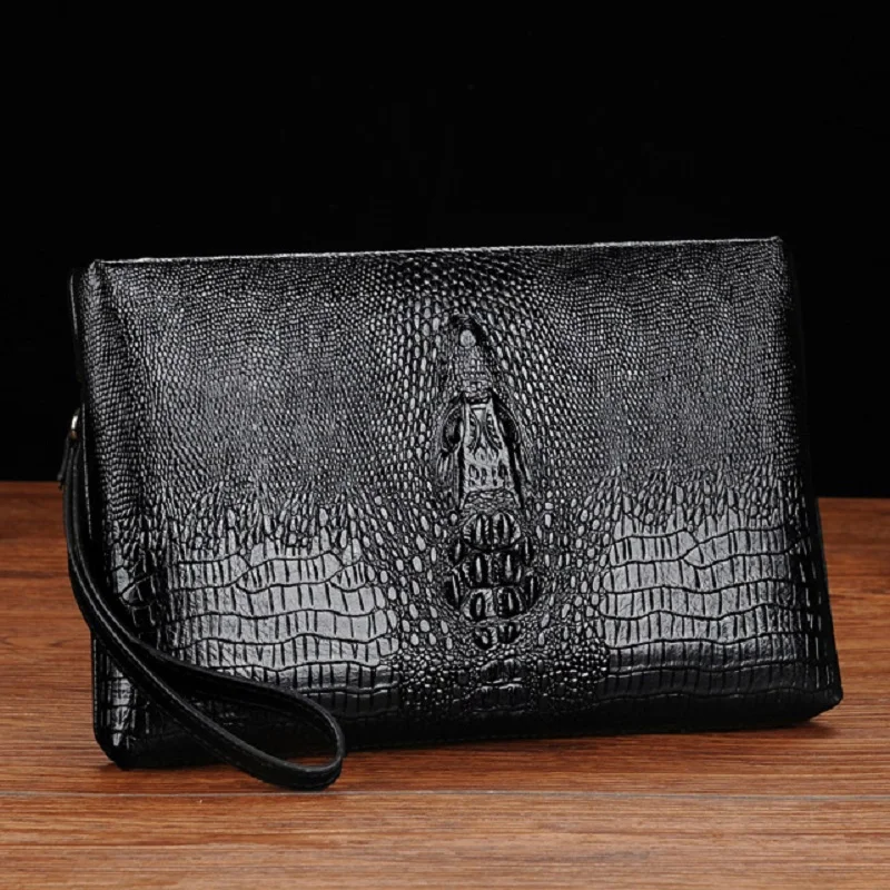 Famous Brand Men Clutch Bag Fashion Long Wallet Men PU Leather Double Zipper Business Purse Black Brown Casual Handy Money Bag