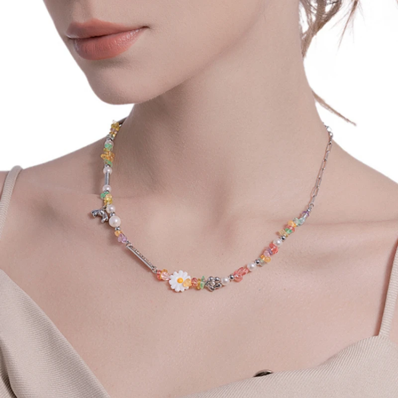 

MASW Original Design Sweet Style One Layer Flower Small Colorful Bead Necklace For Women Wedding Gifts 2024 Trend New