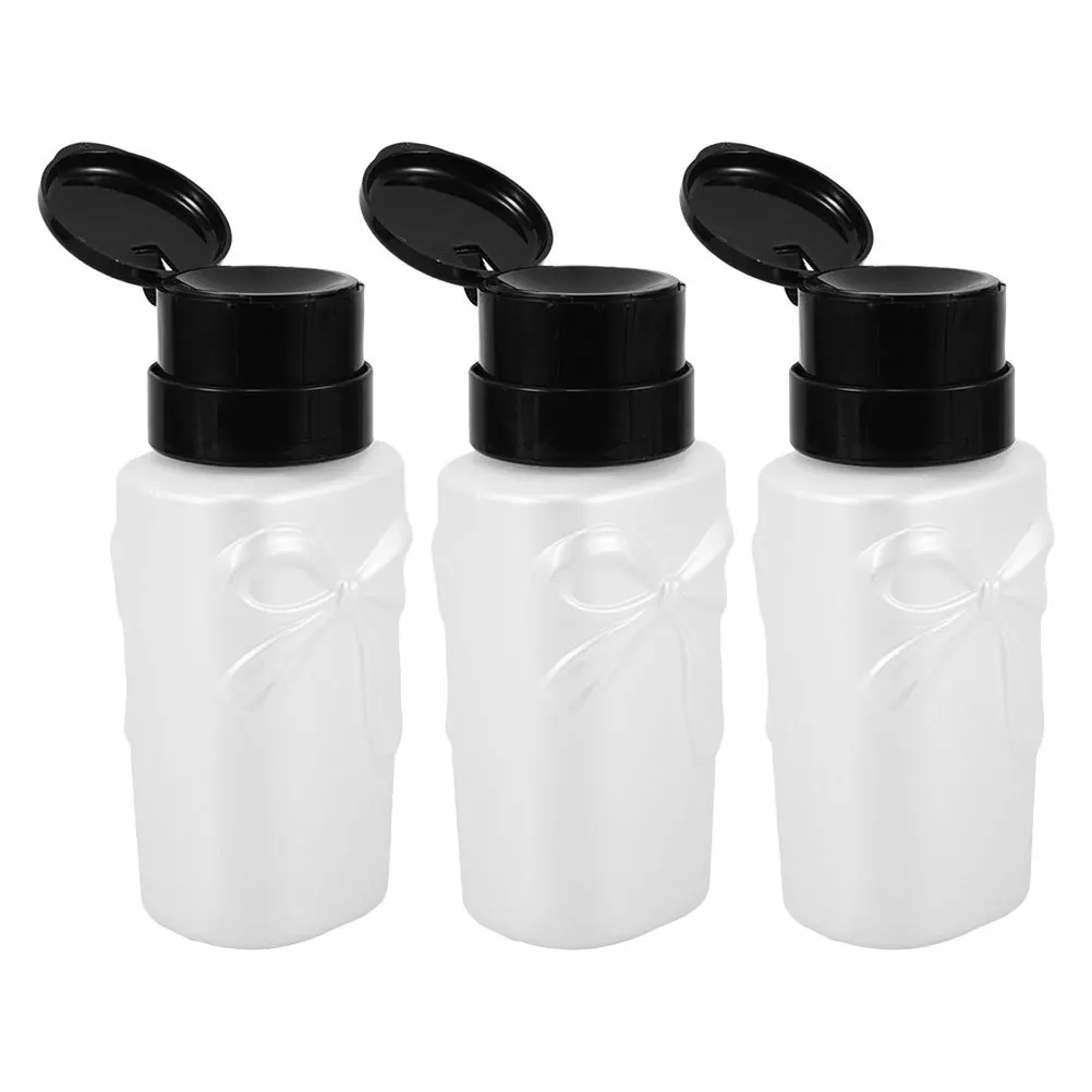 3 szt. Butelki z pompką do usuwania lakieru do paznokci, puste, zamykane, dozownik z pompką, wielokrotnego użytku, plastikowe pojemniki, narzędzie do manicure, salonu kosmetycznego, szczelne.