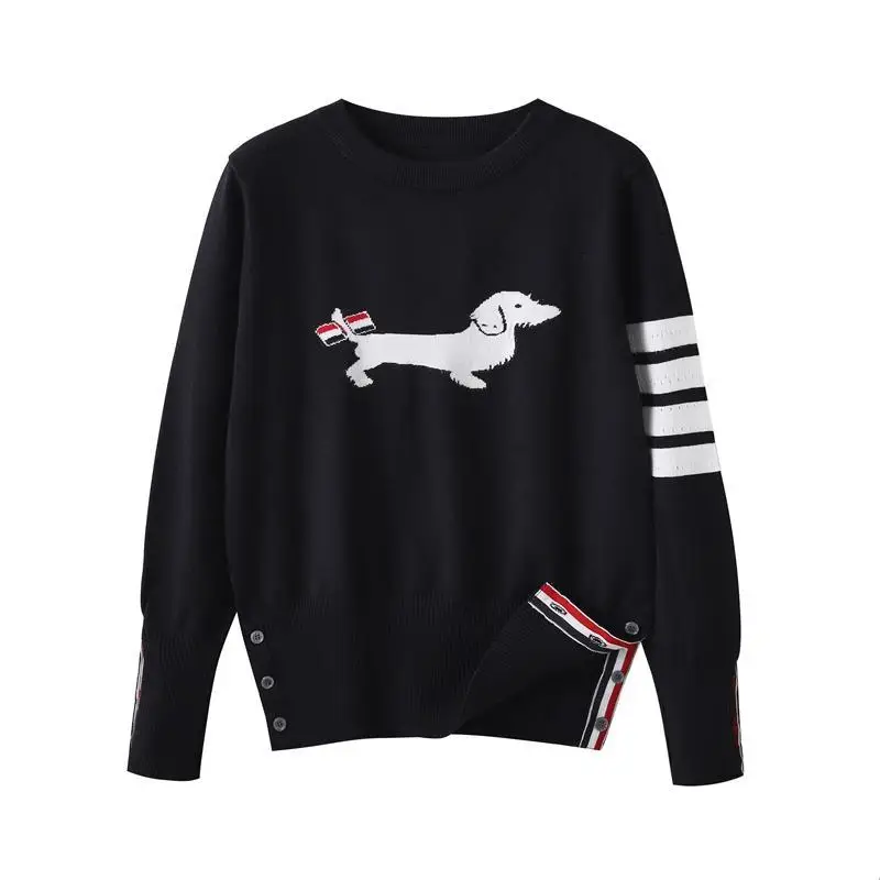 자수 강아지 2024 Autumn Women\'s Golf Wear Luxury Brand Golf Sweater Fashion Embroidery Dog Top Korean Women\'s Windproof Golf Knitted