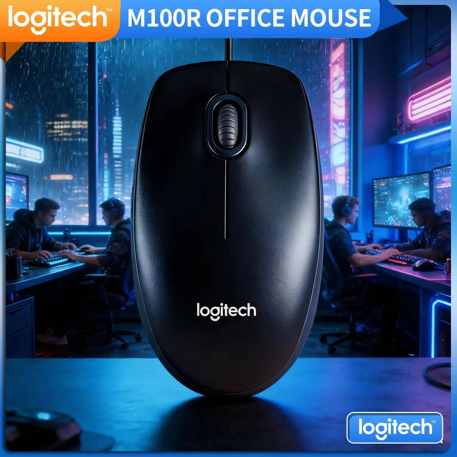 

Оригинальная проводная оптическая мышь Logitech M100R с USB-интерфейсом, точность 1000 DPI, простая настройка, для офиса, дома, школы, повседневного использования