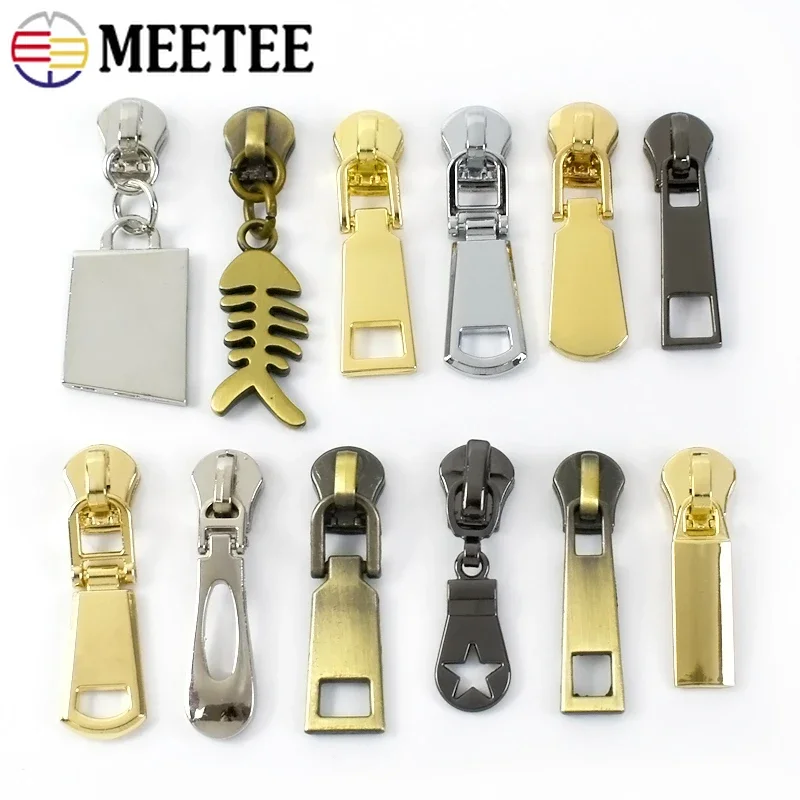 5/10P 5# Zipper Sliders For Metal Zippers Bags Pocket Wallet Zips Heads Zip closure Repair Kits DIY Sewing Replacement Accessory