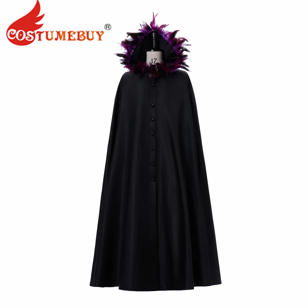 

CostumeBuy Medieval Women Feather Cape with Hood Cloak Adult Gothic Vampire Witch Cosplay Costumes Shawl for Halloween Party