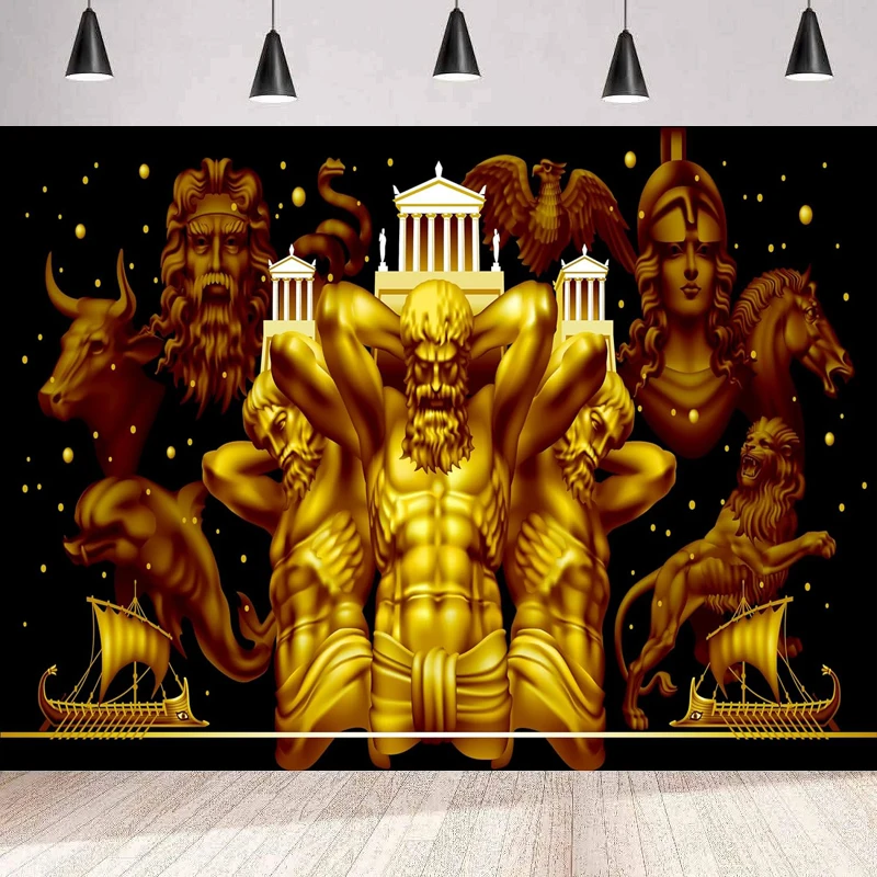 Ancient Greek Mythology Photography Backdrop Fantasy On Theme Of Greek Model Of Universe Background Wall Banner Poster Decor