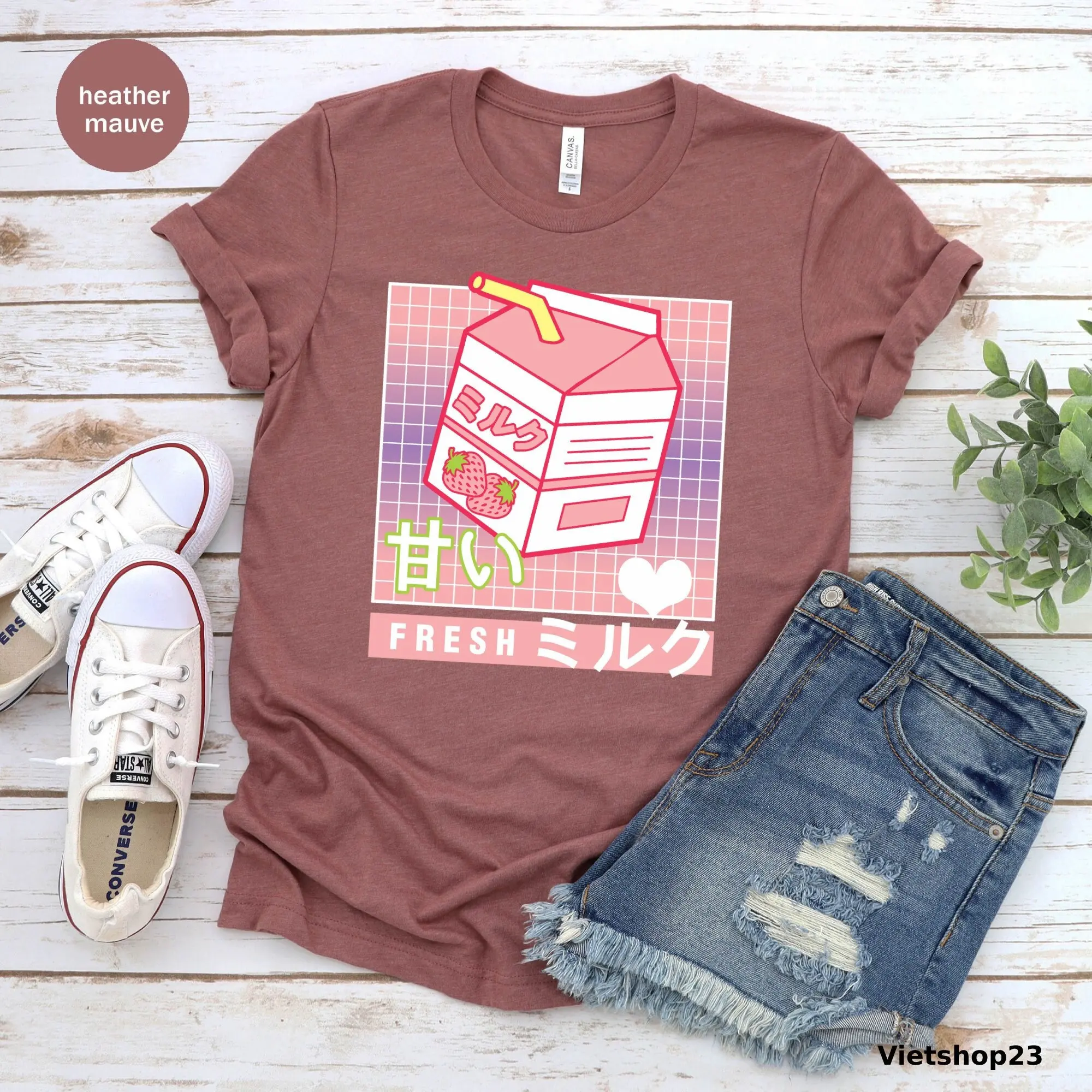 Japan Strawberry Milk T Shirt Harajuku Style Kawaii Clothing Anime For Girl Friend