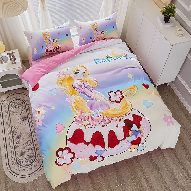 Disney Rapunzel Princess Bedding Set Polyester Single Twin Full Size Bed Set Children Girl Duvet Cover Comforter Bedding Sets