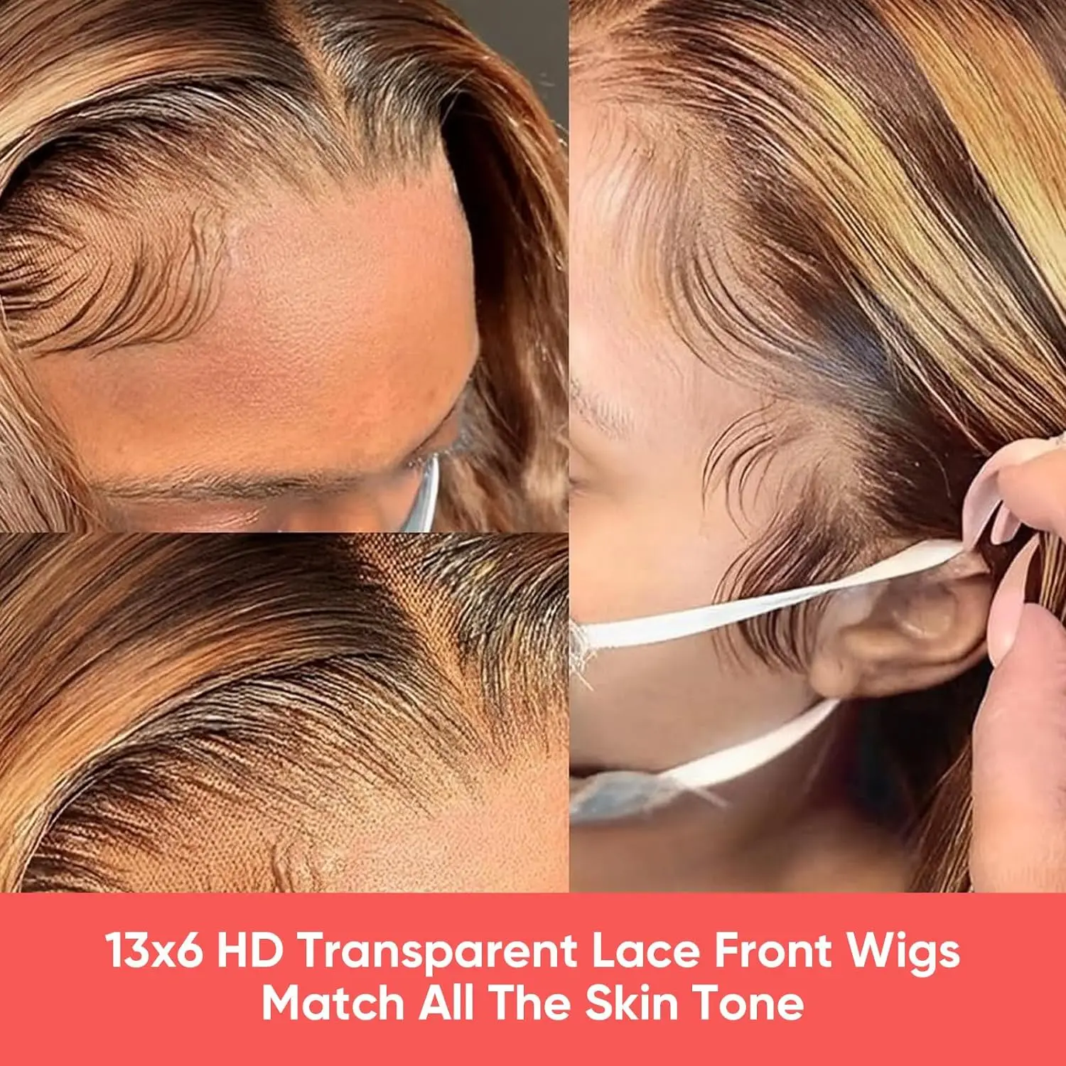 Perucas dianteiras do cabelo humano do laço reto do mel para mulheres, peruca frontal transparente do laço, 30 Polegada, 200 densidade, 13x6, 13x4