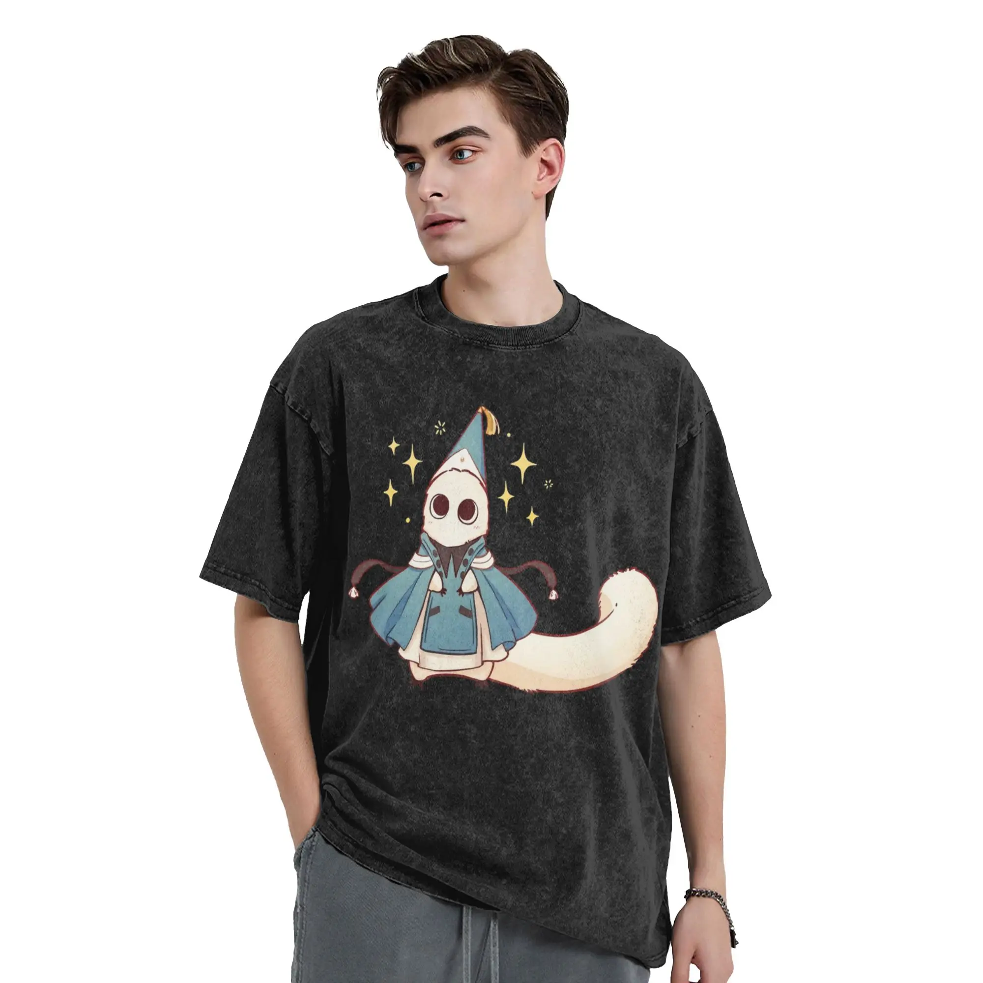 Brushbuddy Witch Hat Atelier Anime Washed T Shirts Streetwear Vintage T-Shirt Tees Men Women Short Sleeve Graphic Printed