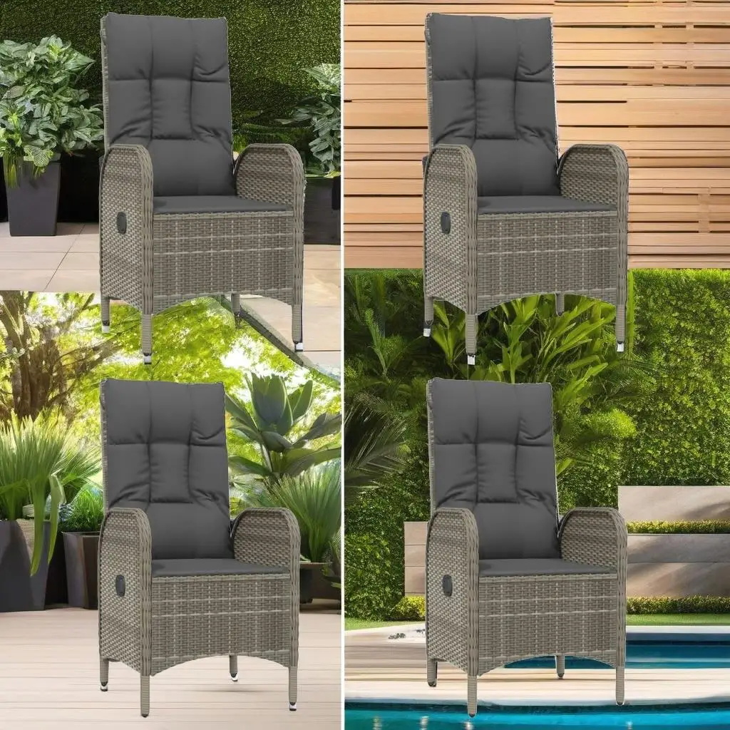 5-Piece  & Gray Poly Rattan Patio Dining Set with Cushions - Stylish Outdoor Furniture