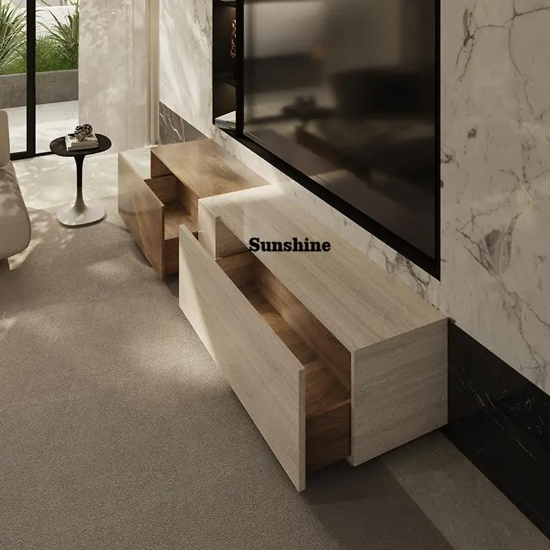 Natural Stone Media Console, Modern TV Stand with Soft-Closing Drawers, EO Certified & Spacious Storage, Customizable Design