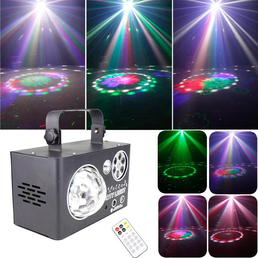 

4IN1 Magic Ball DJ Disco Lights Цвета Луч Светодиодный Лазер 60 Узоров Проектор Стробоскопическое Освещение Сценическое Освещение DMX512 Вечеринка Танцевальная Лампа X430