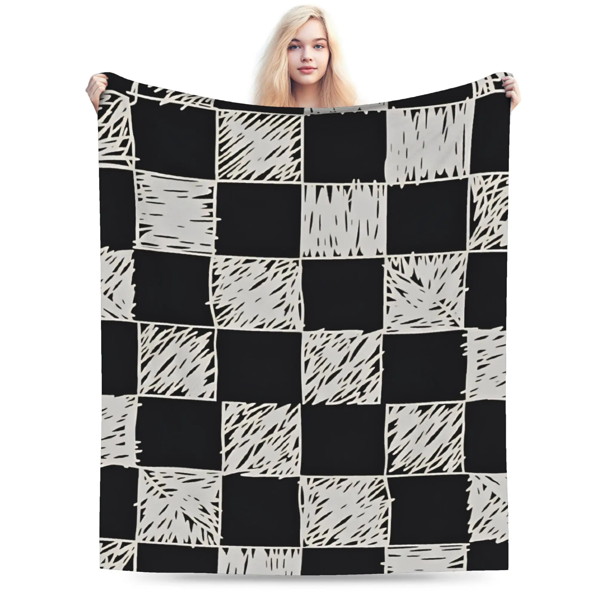 Warm Soft BlanketChildren Airplane Travel Black and white Throw Blanket  Flannel Bedspread  Chair Sofa Bed Street Trend Sofa