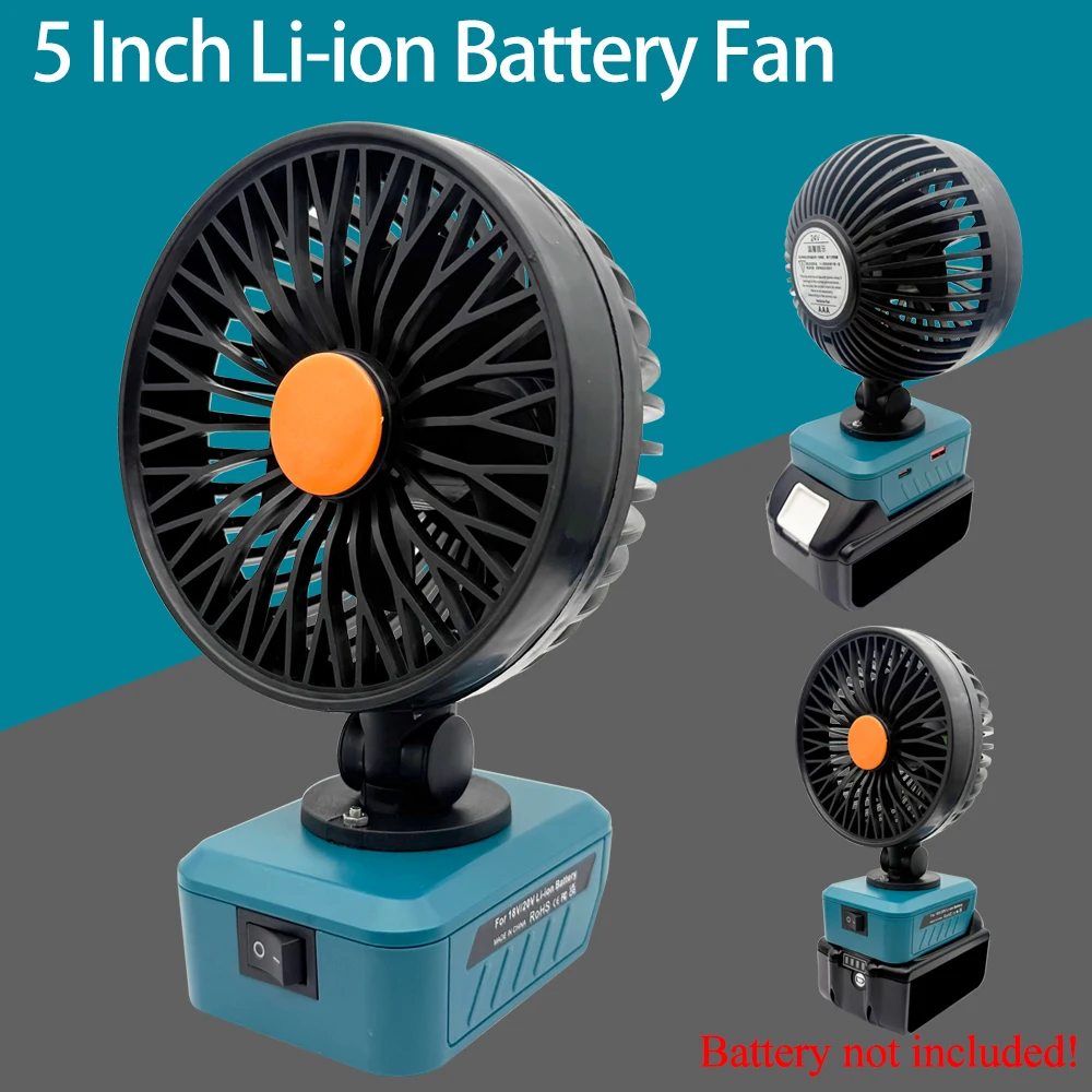 

Power Tool Parts Electric Fan Desktop Table Fan for Makita 18V Li-ion Battery USB TypeC Charger Power Bank BL1830 BL1815 BL1860