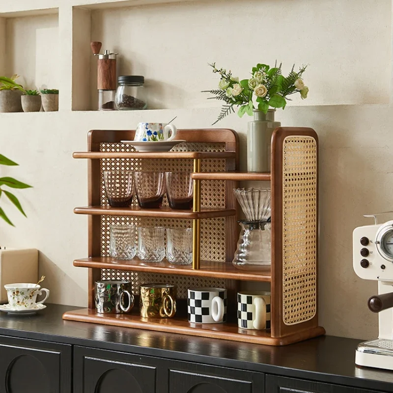 

Rattan cup holder, tea table rack, desktop heightening rack, countertop storage display rack