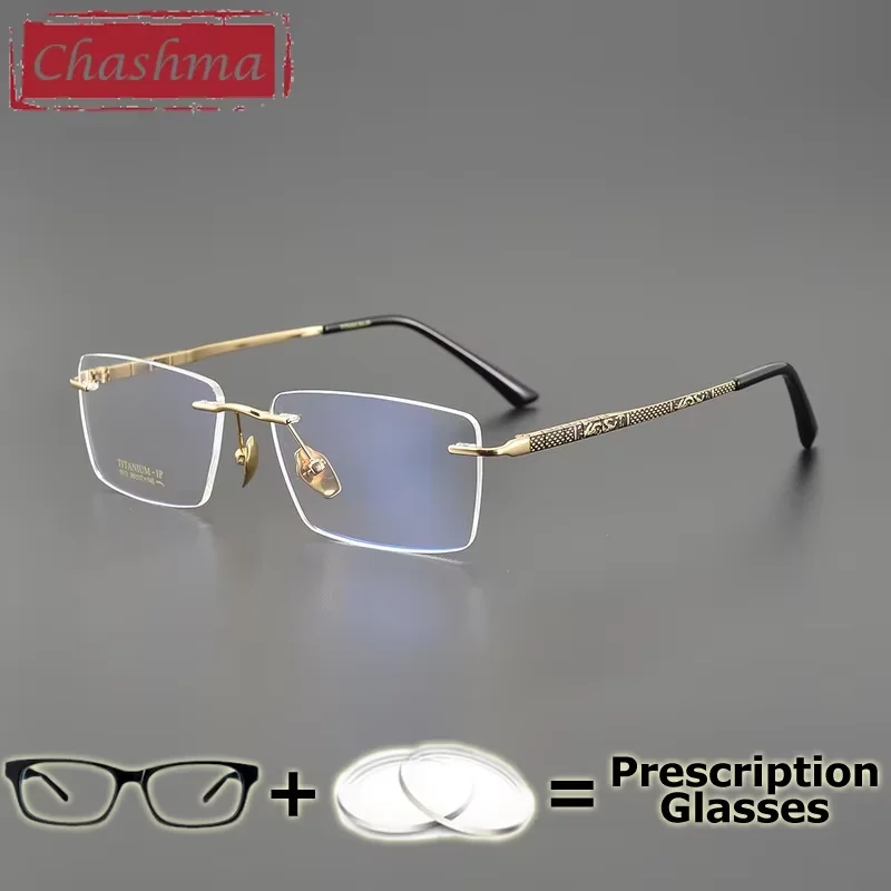 

Rimless Prescription Eyeglasses Reading Glasses Myopia Farsighted Blue Light Block Fashion Gafas Optical Minus Durable Glass
