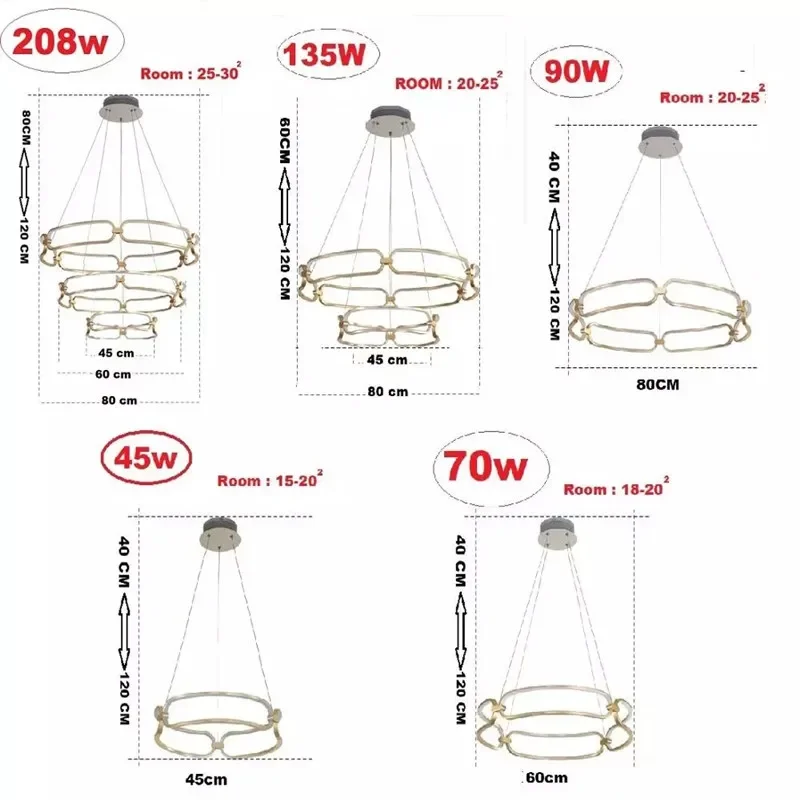 Imagem -05 - Luxo Ouro Led Ring Chandelier Mid Century Iluminação Moderna Nordic Villa Sala de Jantar Luzes Pingente