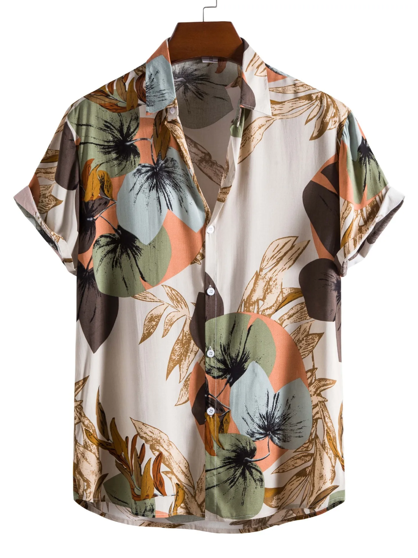 

Loose Fit Printed ort Sve Men's Faion irt Retro Sle Breathable Polyester Casual irt Youth Summer Top