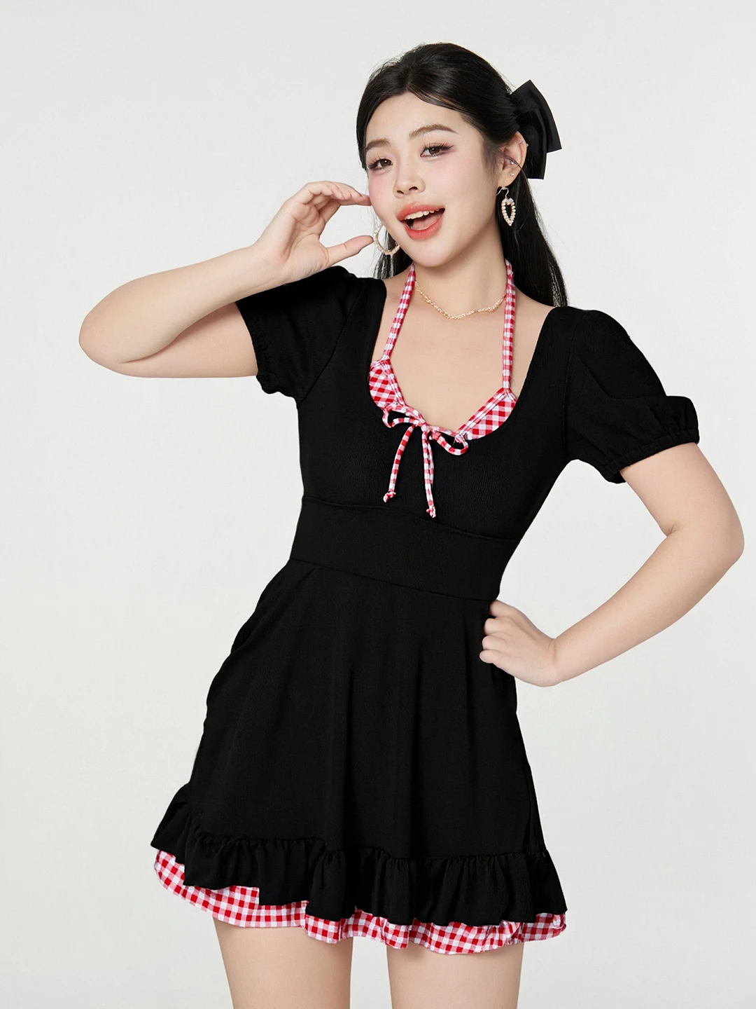 

plus Size Swimsuit for Women Student Body Conceal Slimming Large Size 2026 New Style Retro Sweet And Spicy Style