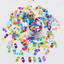 PrettyG 1 Box Coffee Cup Shape Holographic Star bucks Glitter Sequins for Resin DIY Art Craft Nail Makeup Decoration Accessories