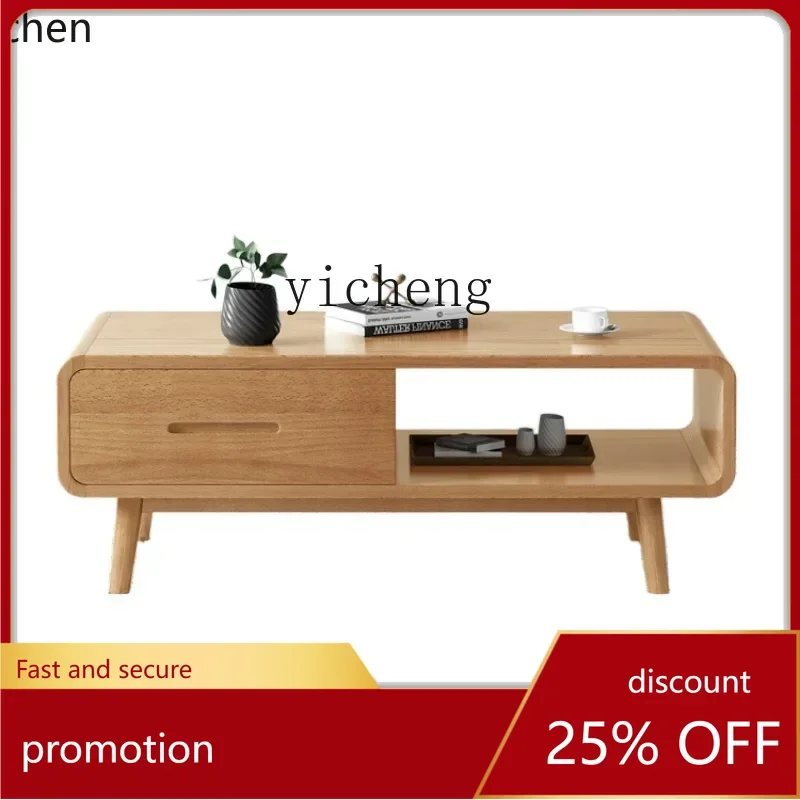 

YFY Furniture Solid Wood Coffee Table Nordic Beech Coffee Table Simple Log Household Tea Tray Small Apartment
