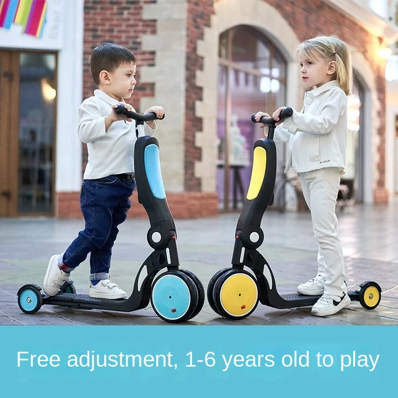 5-in-1 multifunctionele kickboard-scooter 1-3-6 jaar oude kinderen duwscooter buiten verstelbare balans fiets driewieler