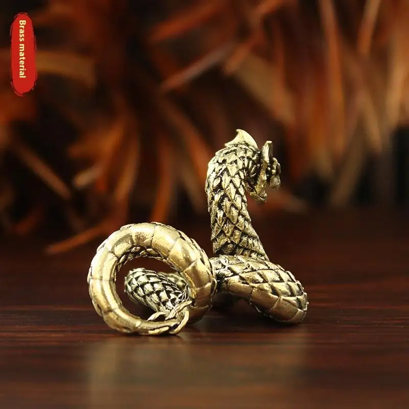 تمثال تنين مفصلي ثلاثي الأبعاد - لمسة نهائية نحاسية عتيقة مع وصلات متحركة، زخرفة مكتب سطح المكتب لديكور المنزل والهدايا