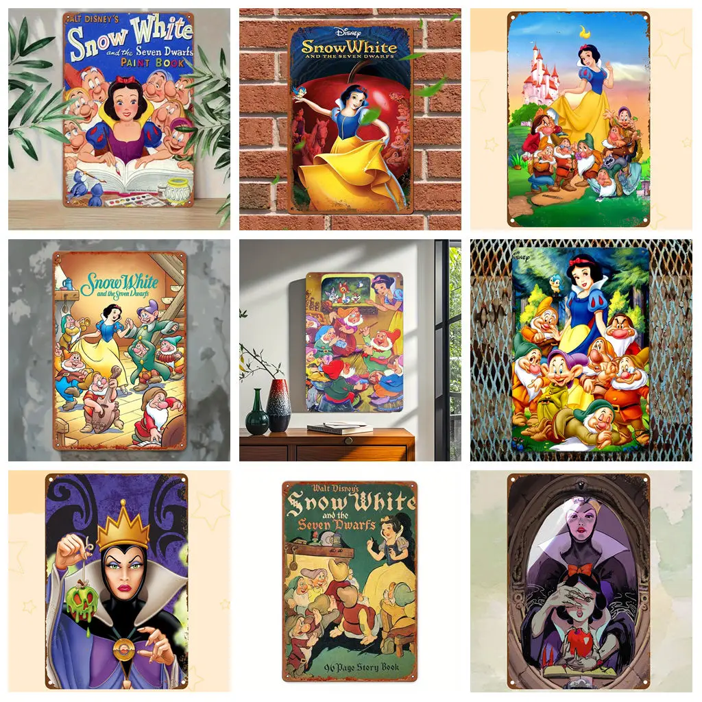 

Miniso Snow White Fairy - tale Poster Metal Plaque Retro Decorative Plate Bar Garage Club Metal Sign Wall Decoration