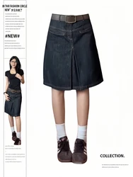 Zomer Dames Koreaanse Vintage Preppy Stijl Japanse Y 2K Midi Denim Rokken 2000S Esthetische Grunge E-Girl Goth Harajuku Mode Nieuw