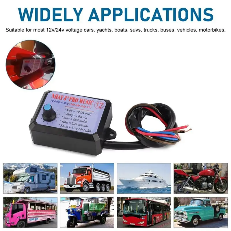 12 Sound Musical Electronic Horn Controller 3+Pro Horn Speaker Sound Control Box Unit Car Electric Horn Controller