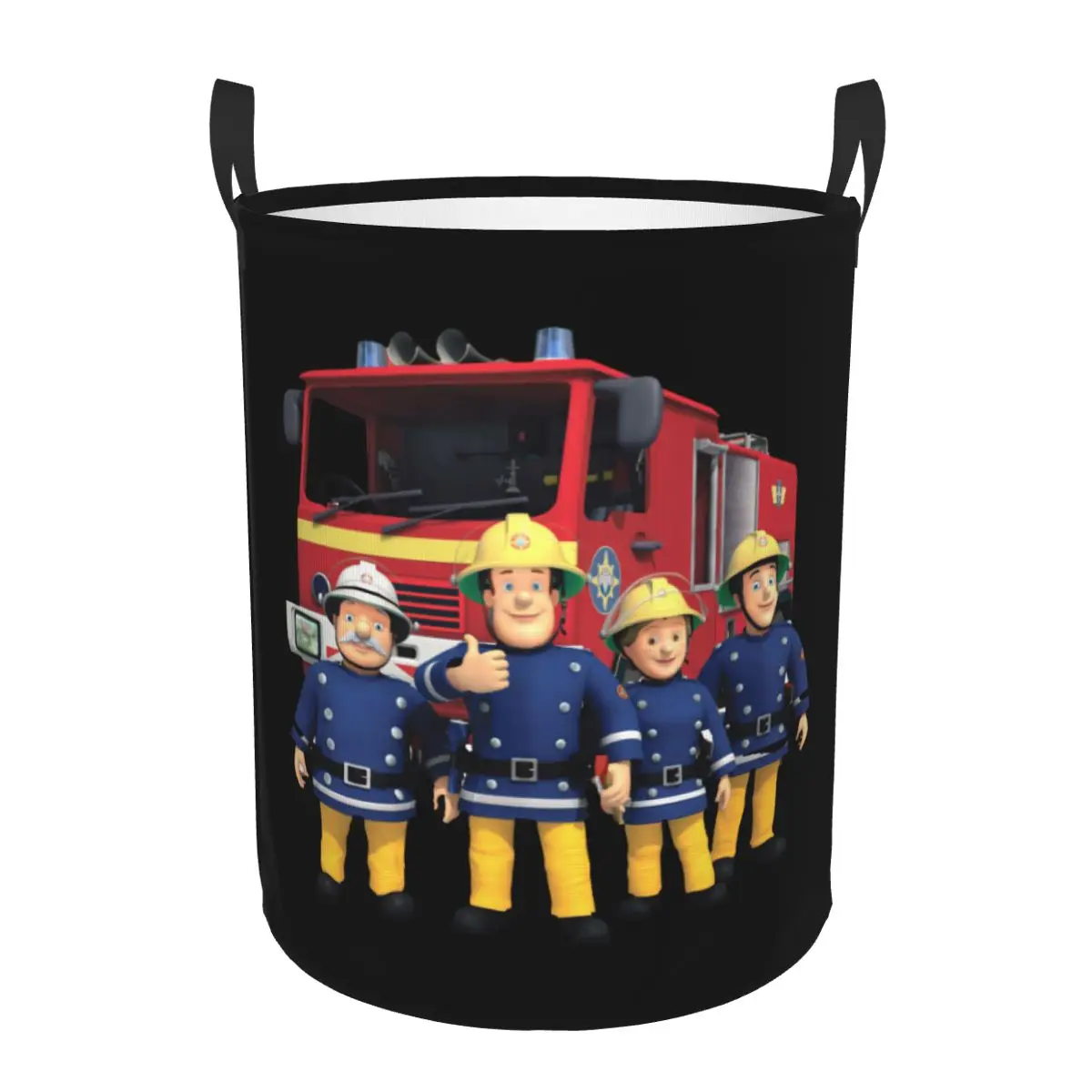 Custom Fireman Sam Laundry Basket Collapsible Cartoon Firefighter Clothing Hamper Toys Organizer Storage Bins