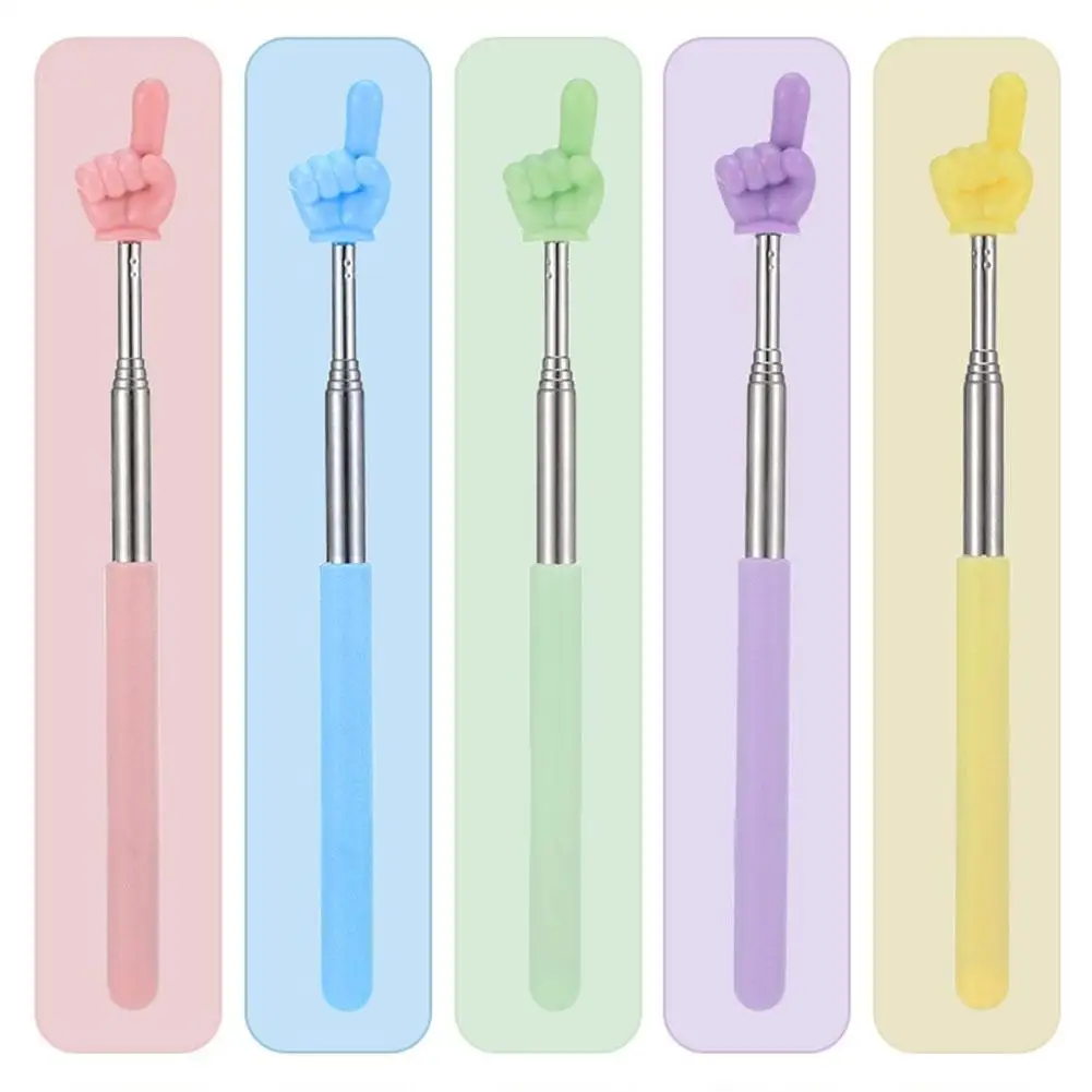 2025 NEW High-end Retractable Teacher Pointer Colored Finger School Non-slip Teaching Handle Steel Pointer Telescopic Y1X2