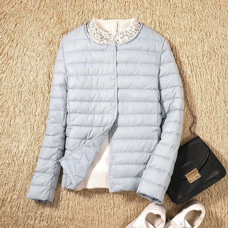 여성 고품질 초경량 화이트 덕다운 재킷 여성 긴팔 파카 부드러운 원단 숏탑 코트 윈드브레이커 4XL