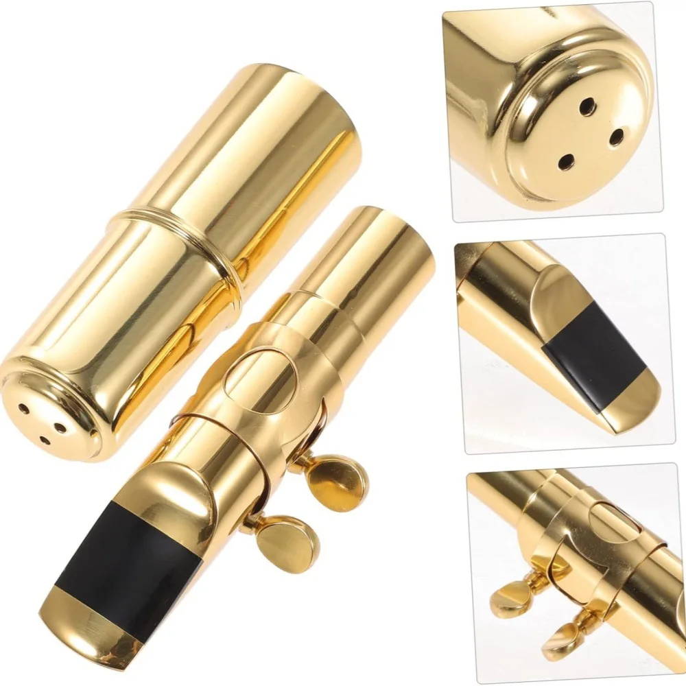 Tenor Saxophone Brass Mouthpiece with Cap and Ligature Size #7 Golden Plated