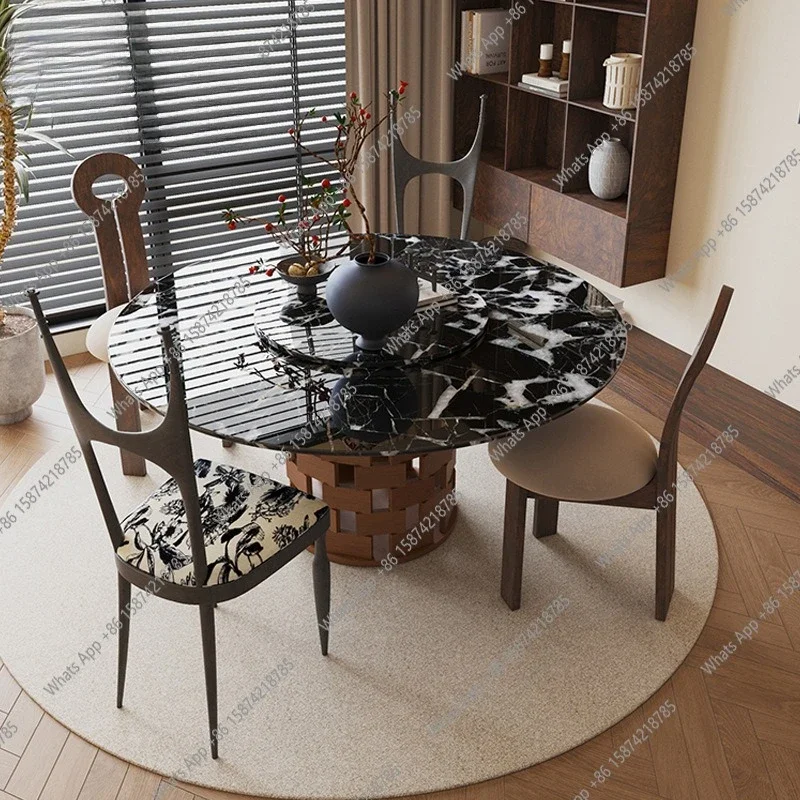 

MX French Vintage Solid Wood Dining Table Home Walnut Slate Dining Table Modern Simple Dining Table