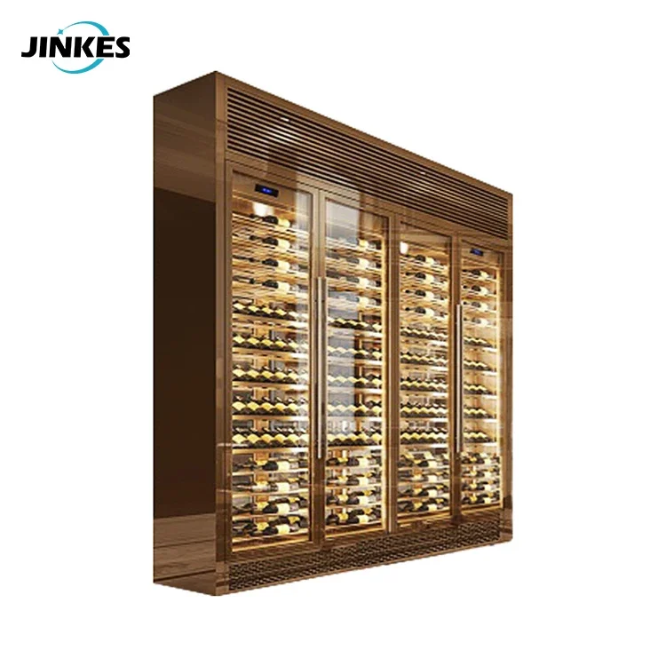 Golden stainless steel red wine cellar bar storage display whiskey wine drinks display rack cabinet living room