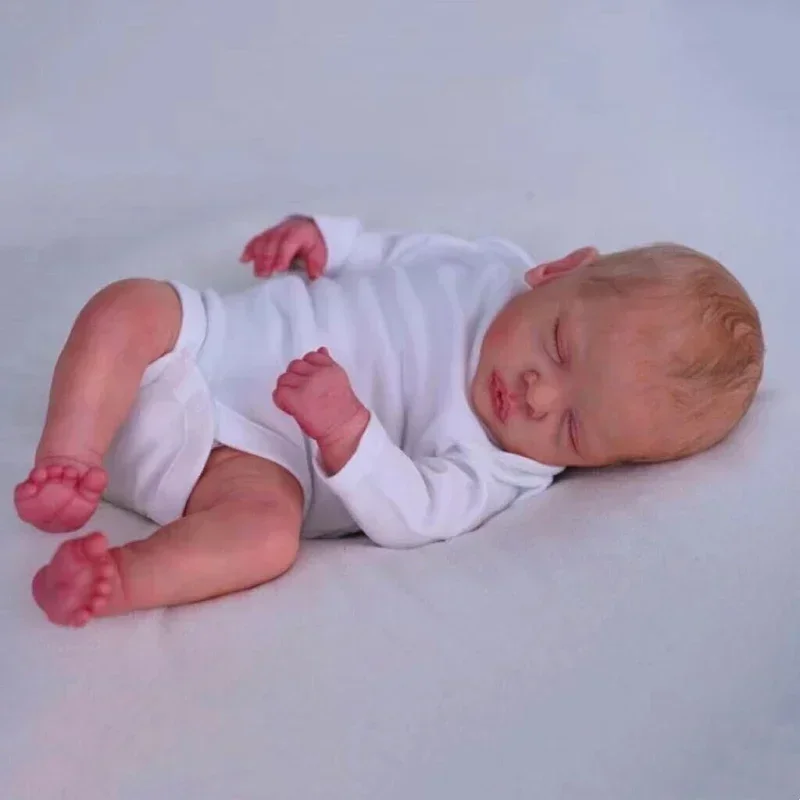 48cm Reborn Sleeping Romy Baby Doll Newborn Baby Doll Already Painted Finished Lifelike Soft Touch 3D Skin Hand-Draw Hair