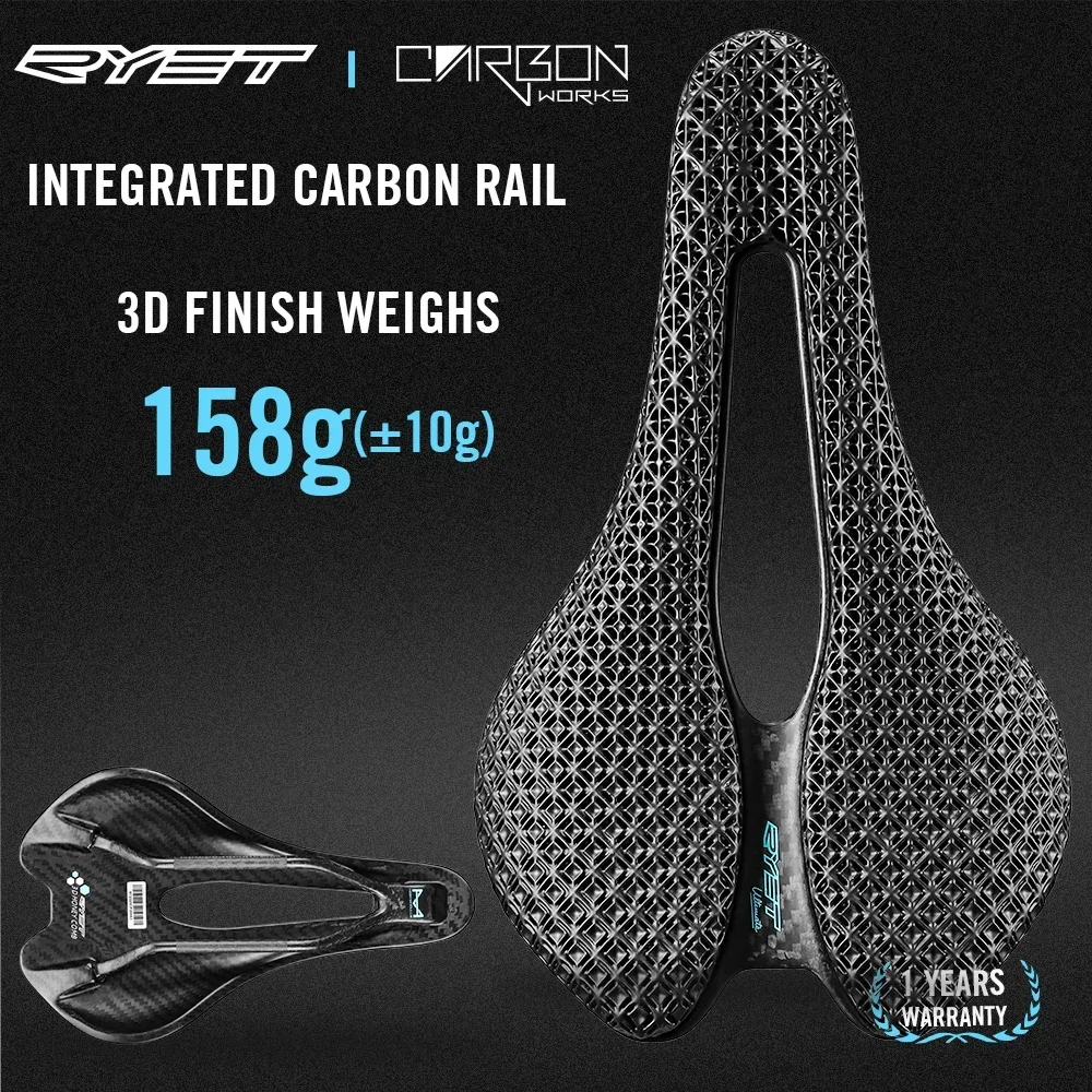 

RYET Ultralight Bicycle Saddle 3D Printed Saddle Carbon EVA 245x145mm Bike Seating for MTB Gravel Road Bike Saddle Bicycle Parts