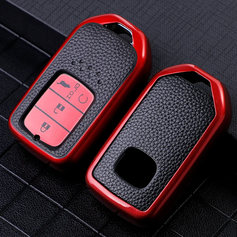 Leather TPU Car Smart Key Cover Case Fob for Honda CRV Accord Civic Vezel XRV URV HRV Pilot Fit Freed Key Protector Holder Shell