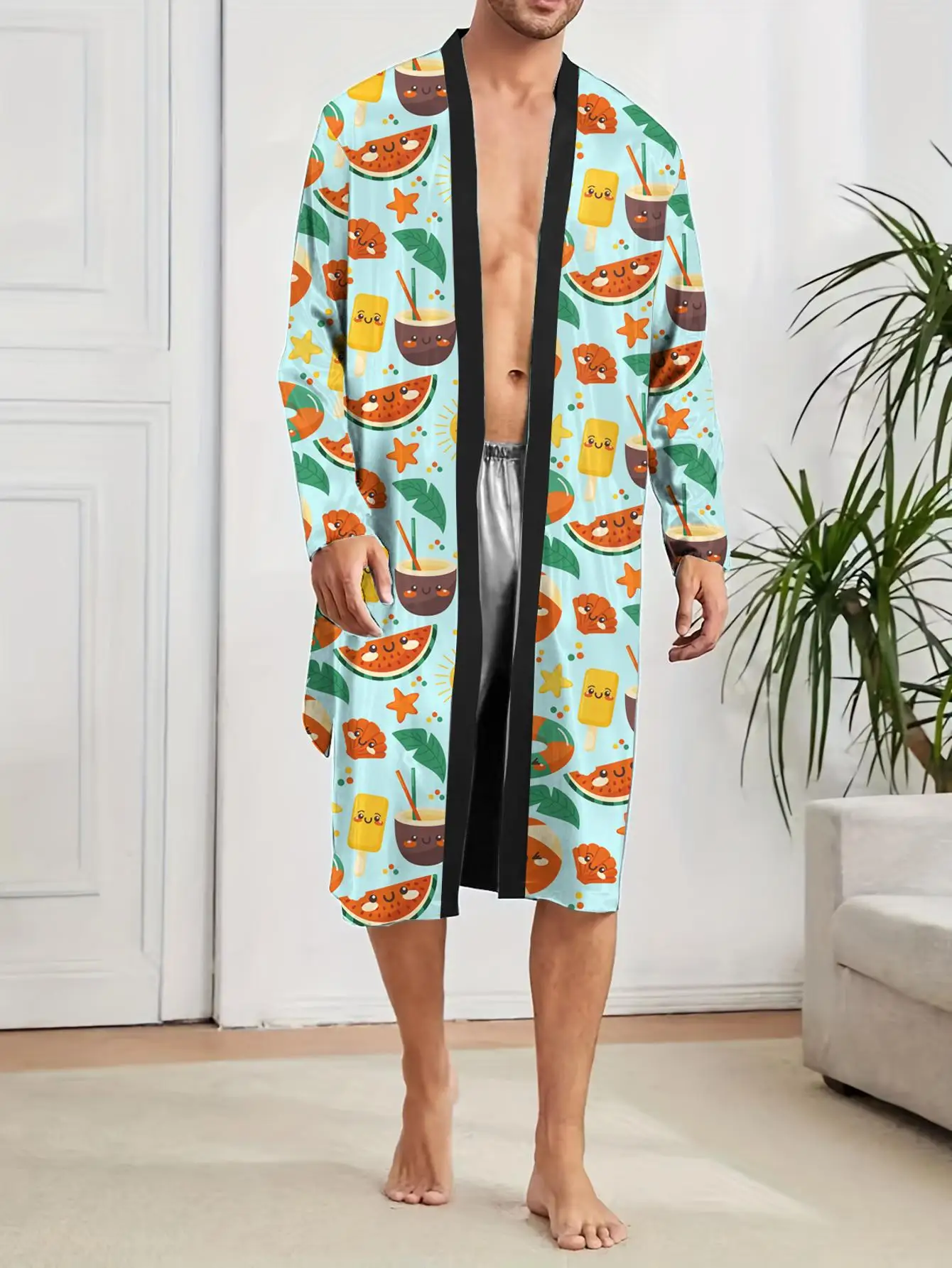 1pcs Men's Robes 2026 Spring/Summer 3D Printed Graphic sleepwear Funny pajamas Shower robe Robes bath robe Breathable