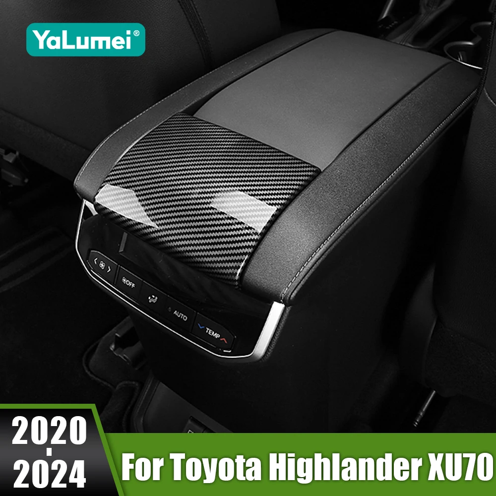 

For Toyota Highlander XU70 Kluger Hybrid 2020 2021 2022 2023 2024 ABS Car Rear Armrest Box Panel Decoration Sticker Trim Cover