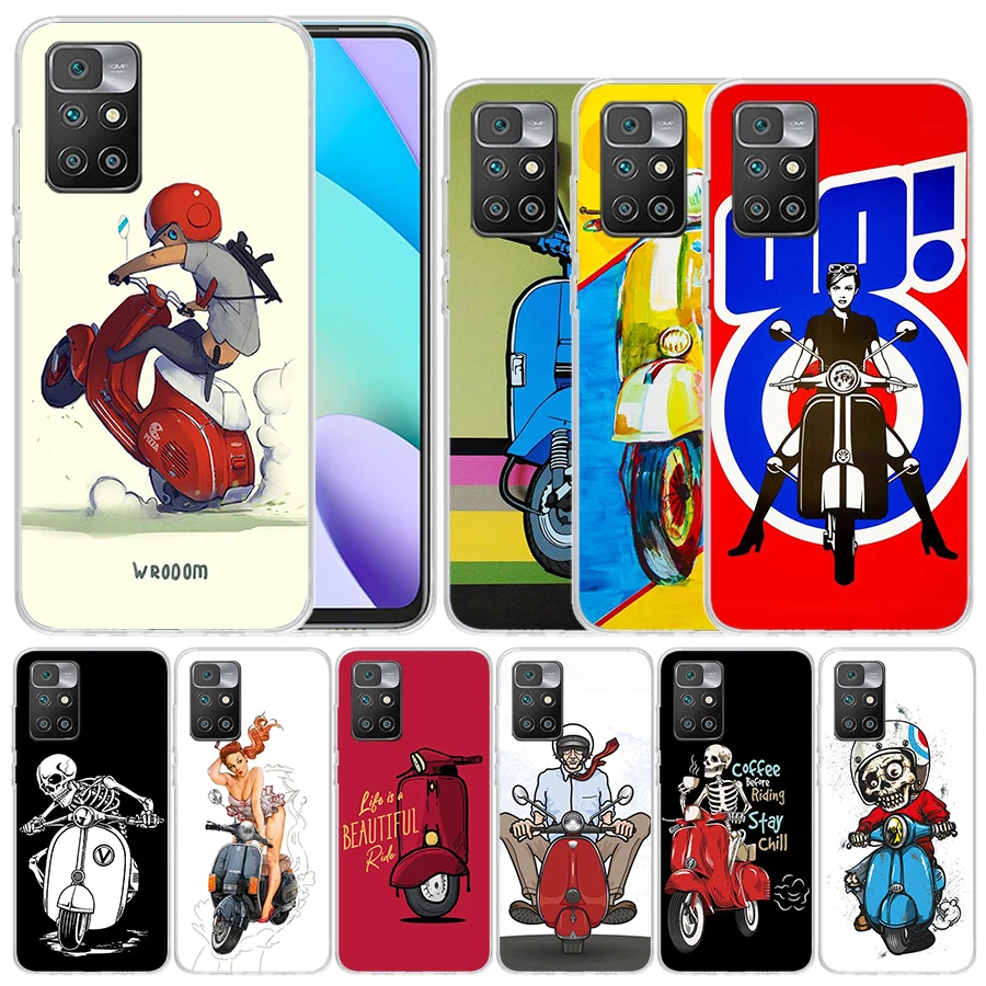 Vespa Scooter Motorcycle Soft Cover for Redmi 12 12C 10 10A 10C 9 9A 9C 9T Print Phone Case 8 8A 7 7A K20 6 Pro 6A S2 K40 Patter