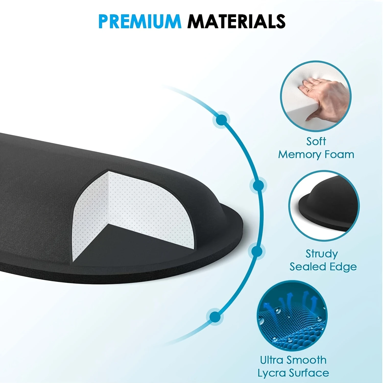 Conjunto ergonômico de mouse pad e descanso de pulso para teclado com suporte de espuma viscoelástica para digitação confortável e uso em computador - perfeito para O