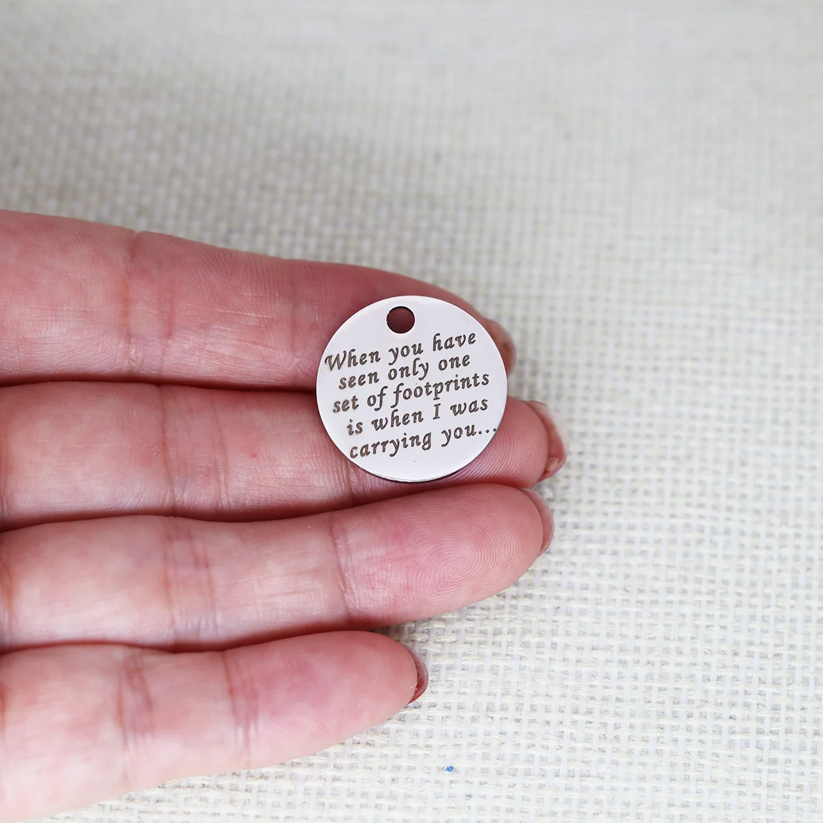 3pcs When You Have Seen Only One Set of Footprints Is When I Was Carrying You Engraved Stainless Steel Charm Handmade Craft
