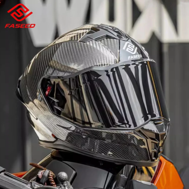 Carbon Fiber Motorcycle Helmet Red Blue Lens Capacete Man Women Racing Casco for DUKADI for Honda for TRIUMPH Big Size 54-67cm
