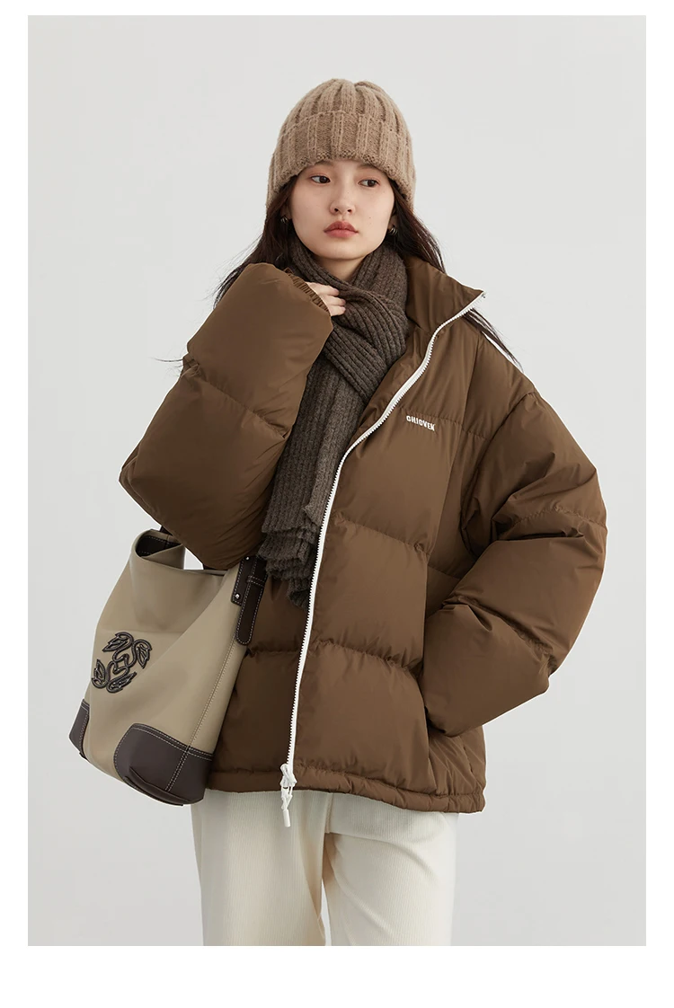 CHIC VEN Women Down Coats Streetwear Solid 90 White Duck Down Stand Collar Female Down Jacket Warm Ladies Overcoat Winter 2024