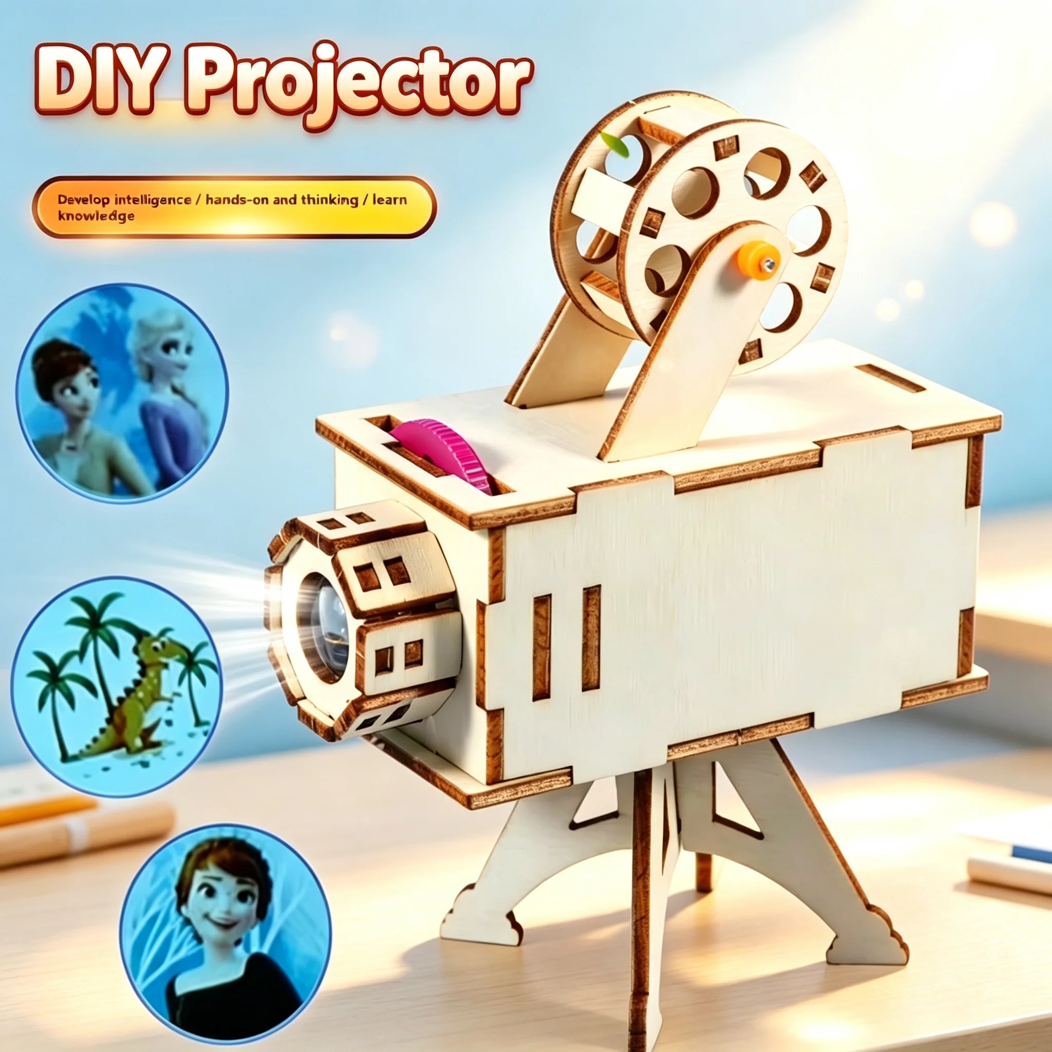 DIY Wooden Science Project Model Kit Science Experiment Toy Learning Toys for Gifts Birthday Projector