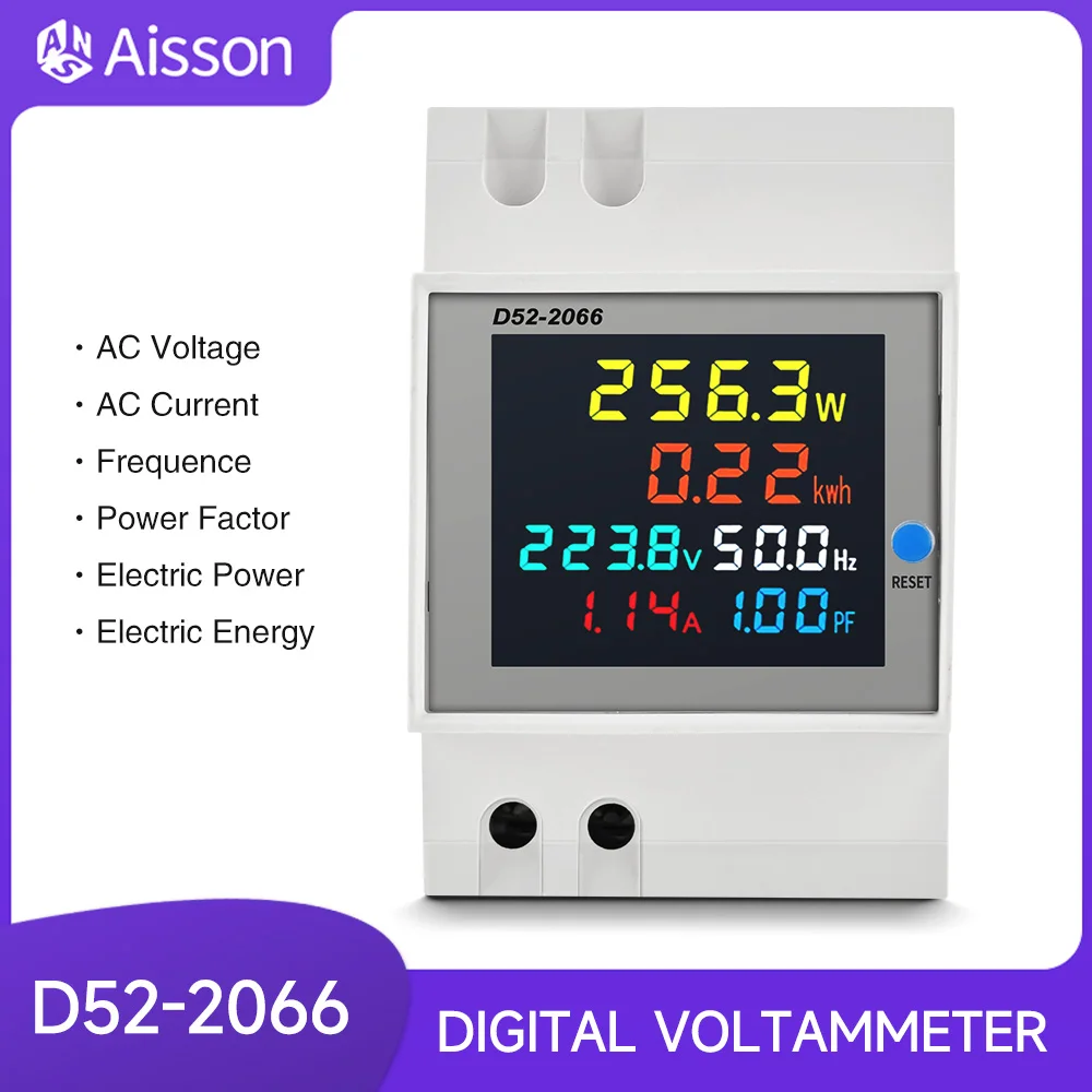 Din Rail AC Monitor napięcie prądu współczynnika mocy aktywnego miernik częstotliwości energii elektrycznej KWH 110V 220V 380V 100A wolt AMP