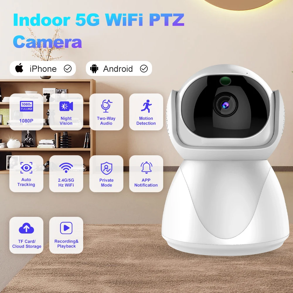2.4G/5G Tuya WiFi Camera Smart Home Indoor Wireless Telecamera di sorveglianza di sicurezza Auto Tracking Baby Monitor CCTV IP Camera