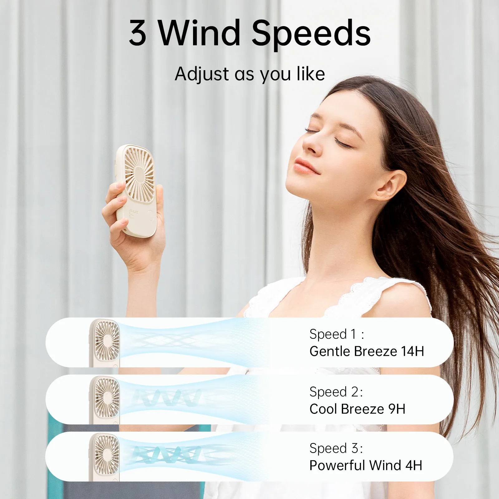 JISULIFE Mini Handheld Fan, Small Fans Portable with Bracket, USB Rechargeable Desk Fan ,Makeup Eyelash Fan ,Send Lanyard